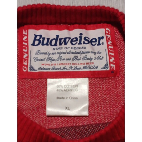 Vinyage Budweiser Sweater Size XL  Classic Signet Spellout Red Advertising - Picture 2 of 4